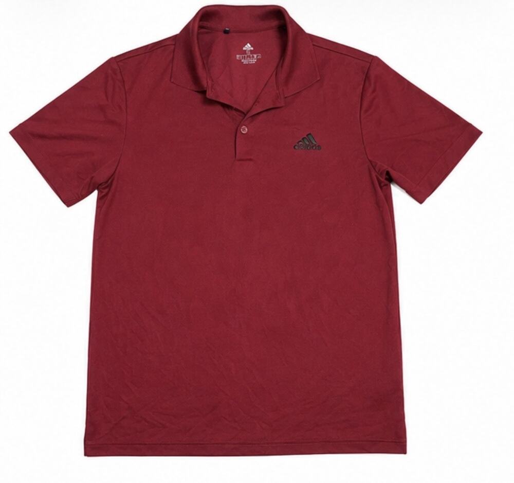 Adidas Primegreen Men’s Small Red Golf Polo Shirt Black Logo Performance